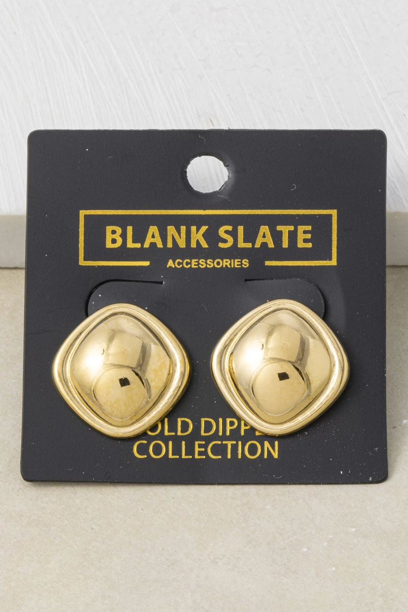 Gold Dipped Puffy Cushion Stud Earrings