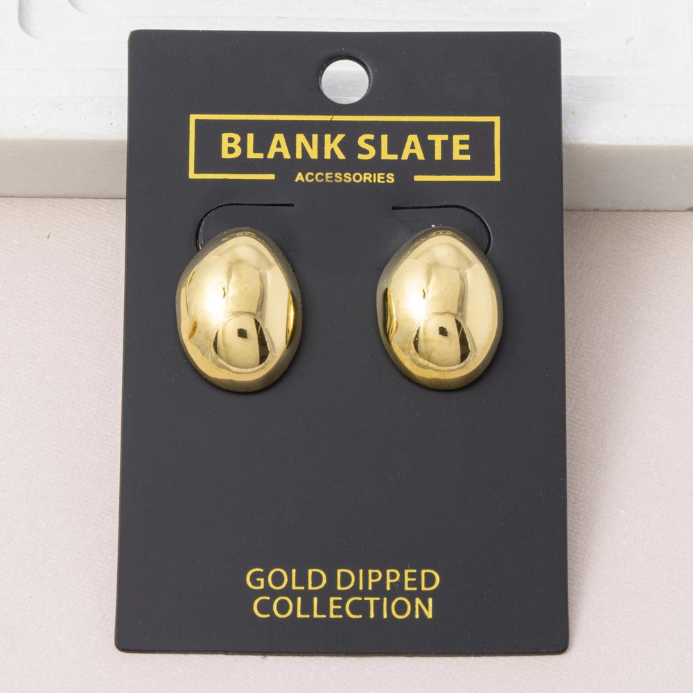 Gold Dipped Puffy Dome Pebble Earrings