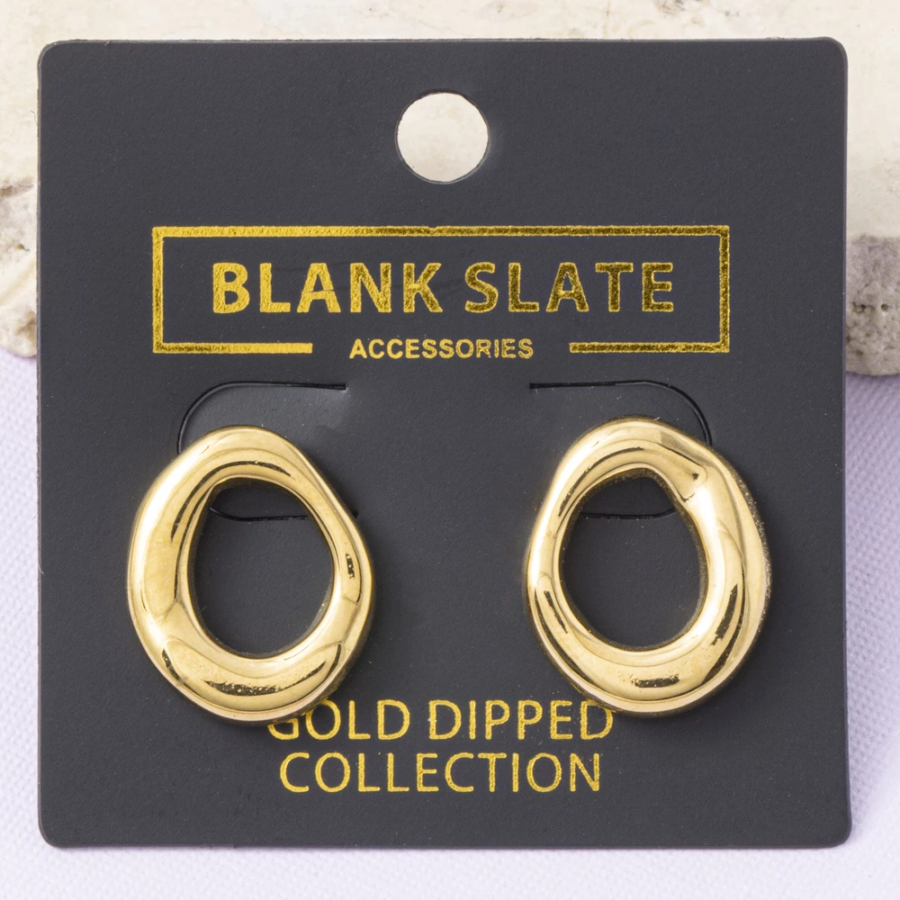 Gold Dipped Open Organic Oval Earrings