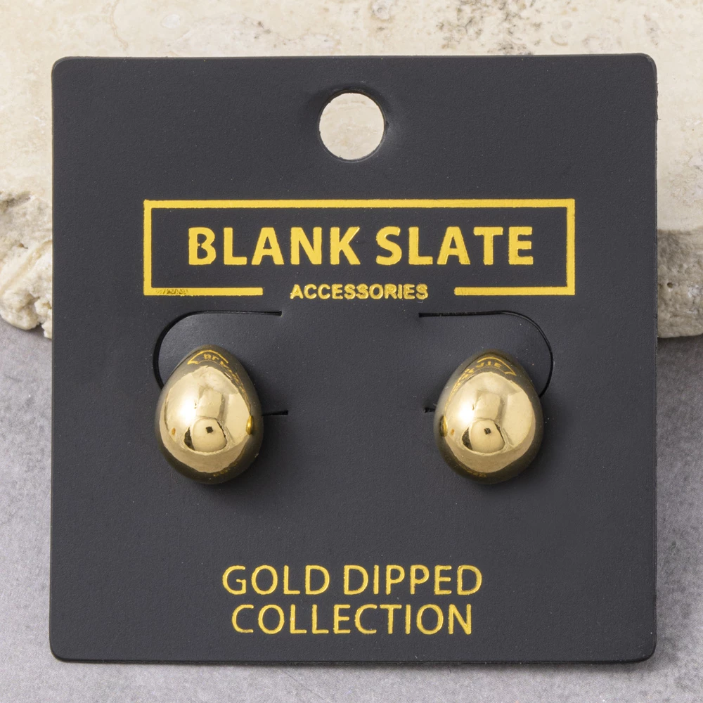 Gold Dipped Teardrop Dome Earrings