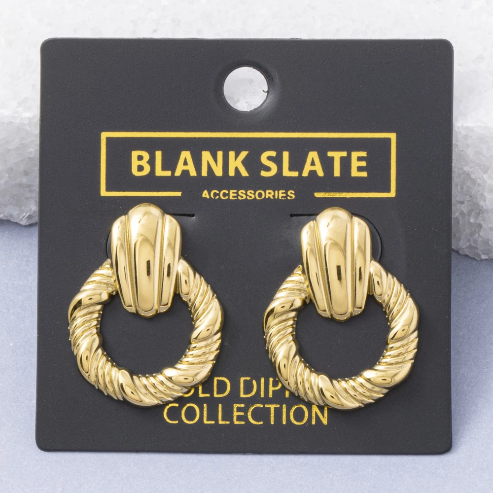 Gold Dipped Rope Twist Door Knocker Earrings