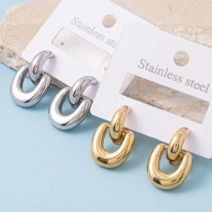 Stainless Steel Huggie Door Knocker Earrings