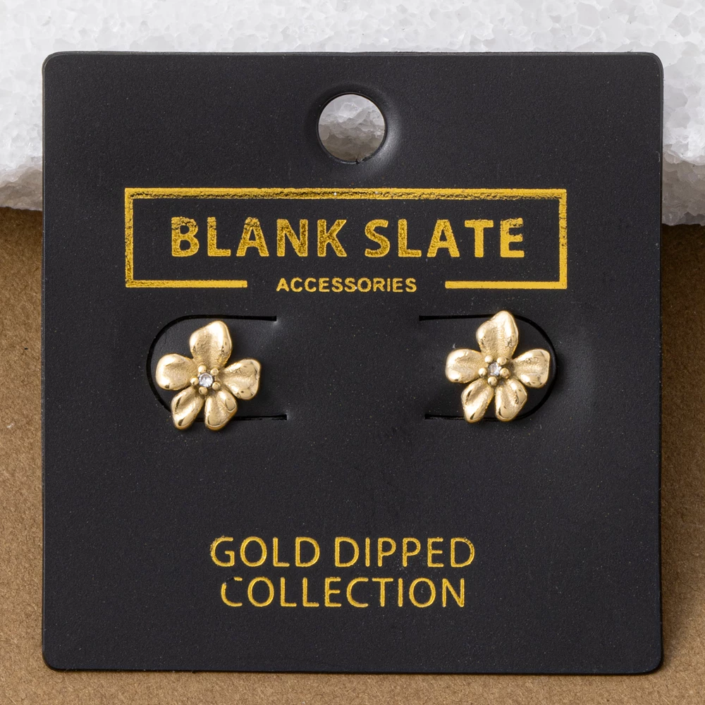 Gold Dipped Petite Blossom Cz Stud Earrings
