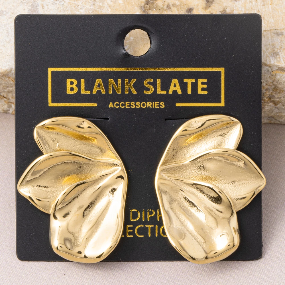 Gold Dipped Ruffled Petal Statement Earrings