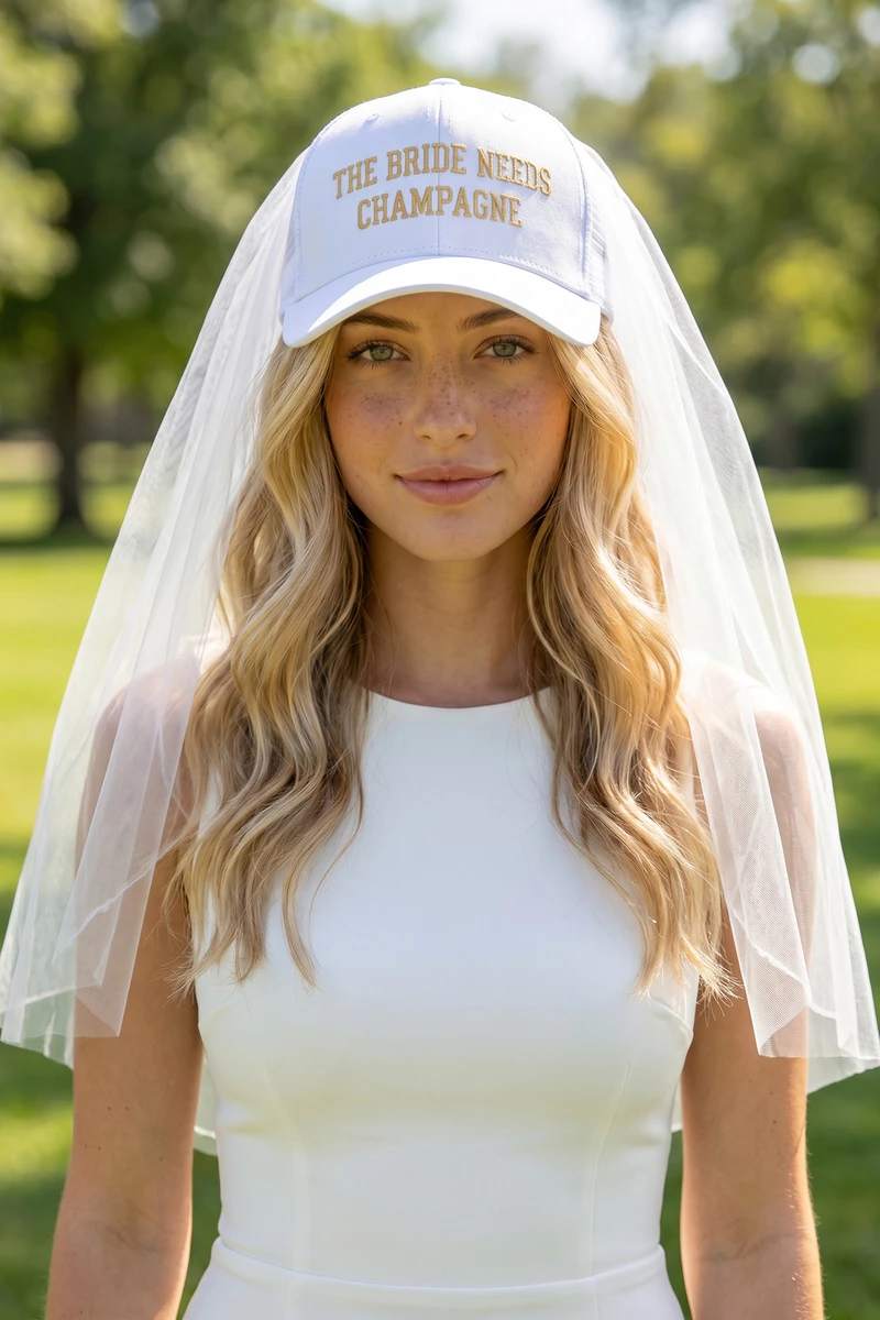 The Bride Needs Champagne Veil Baseball Cap