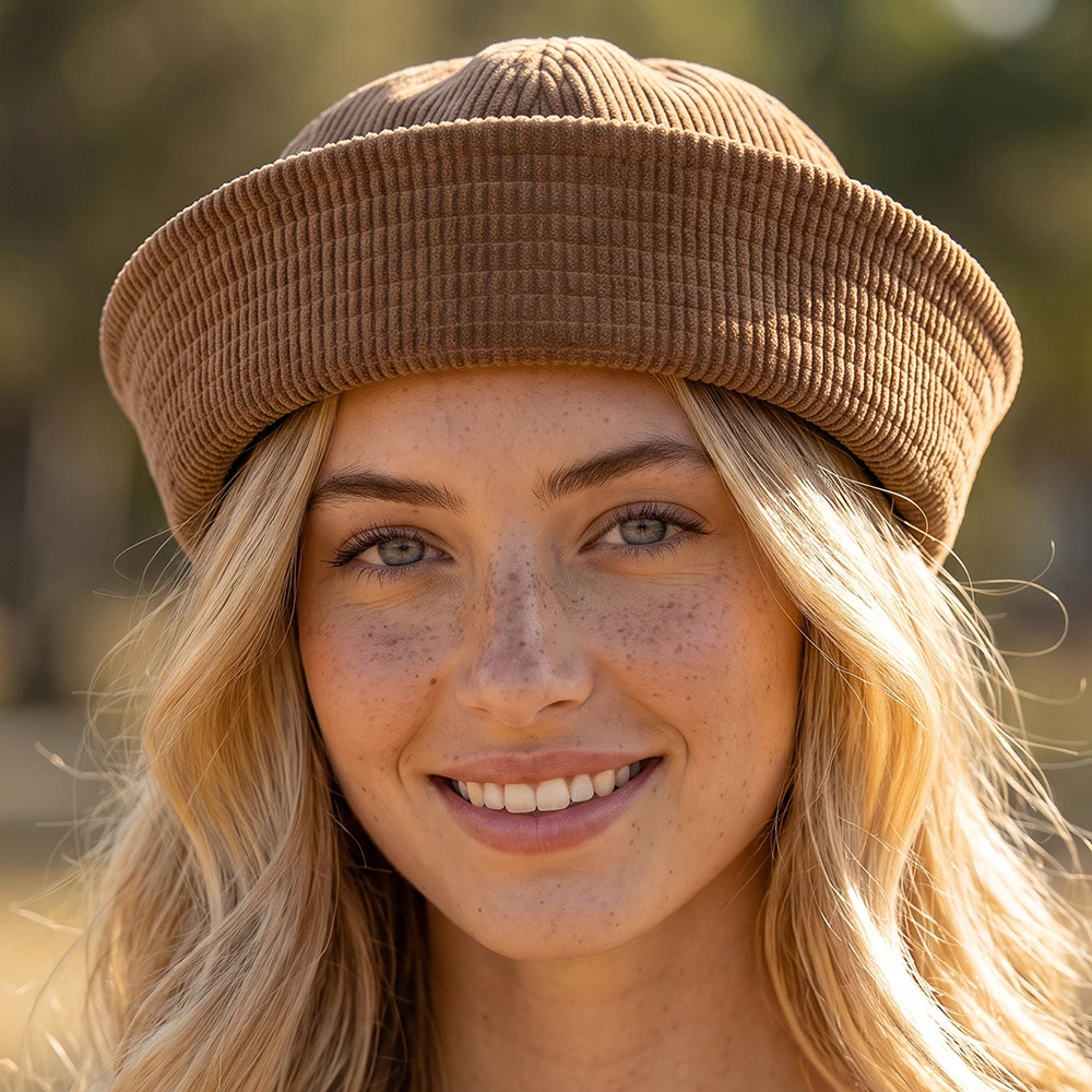 Corduroy Upturned Brim Fisherman Bucket Hat