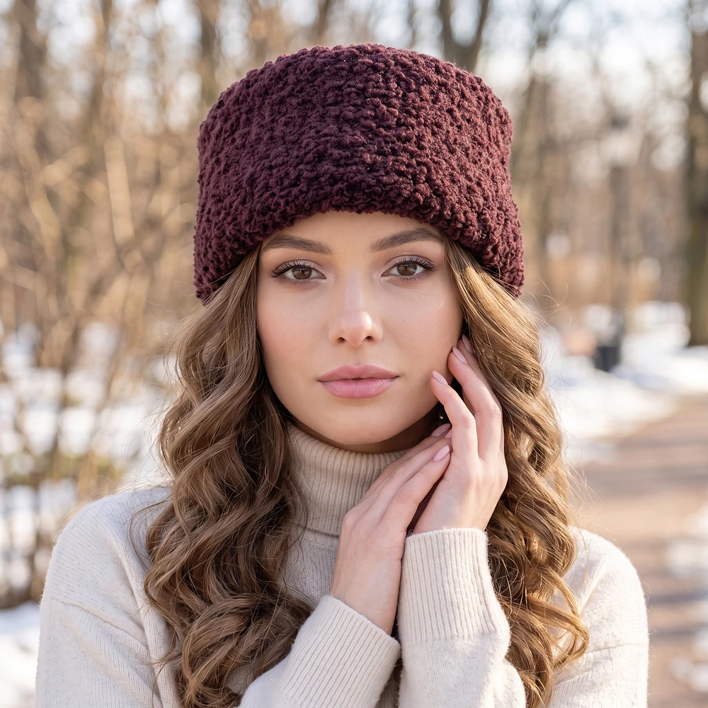 Karakul Boucle Fuzzy Pillbox Hat