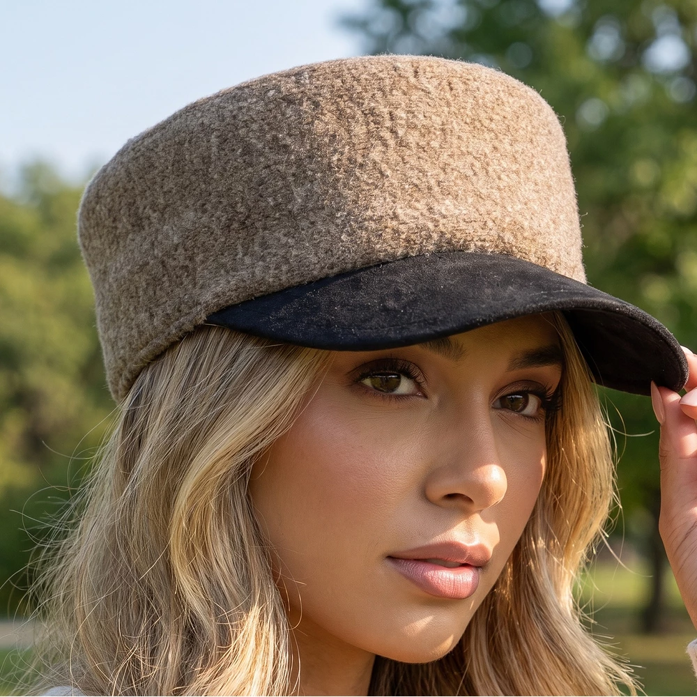 Structured Wool Newsboy Cap With Contrast Brim