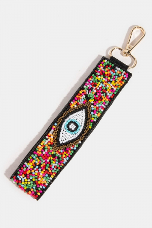 Colorful Beaded Evil Eye Keychain
