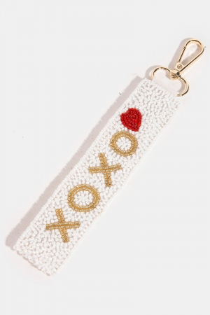 Xoxo Heart Seed Beaded Keychain
