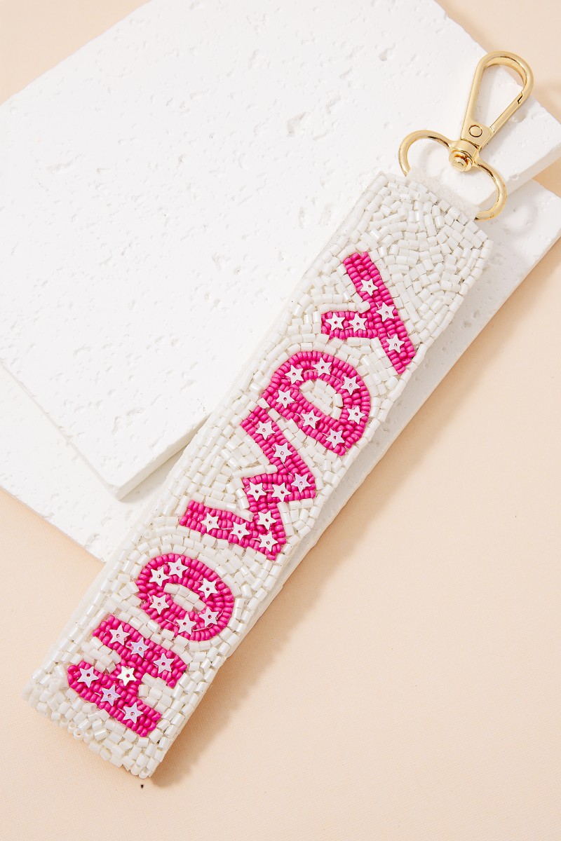 Western Howdy And Stars Beaded Keychain