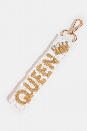 Queen Sequin And Seed Beaded Keychain