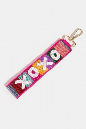 Xoxo Vibrant Stripes Beaded Keychain