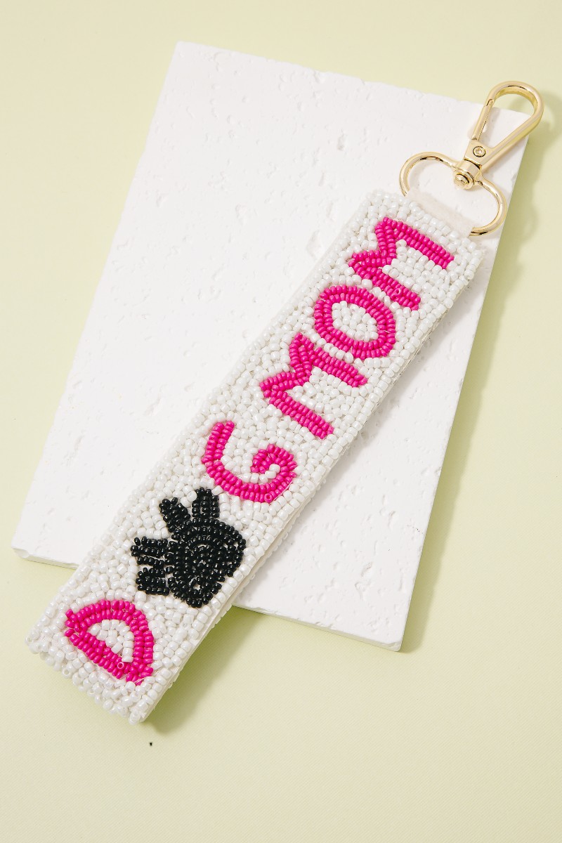 Dog Mom Beaded Keychain