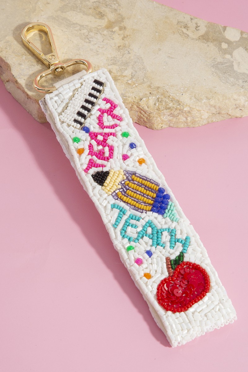 Teach Beaded Bag Charm Keychain