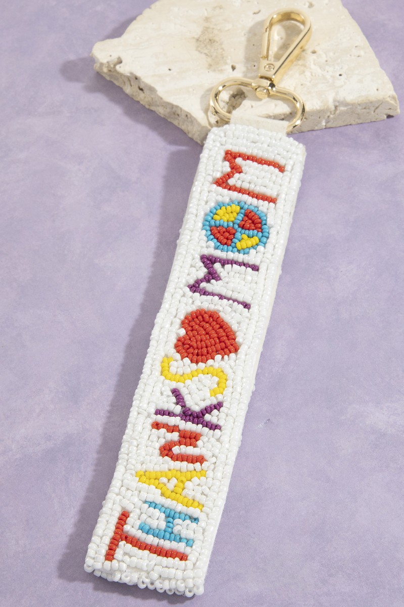 Thanks Mom Heart Beaded Keychain