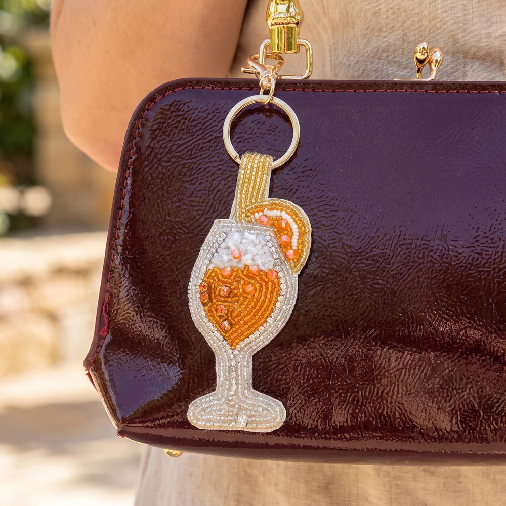 Beaded Spritz Cocktail With Orange Slice Keychain