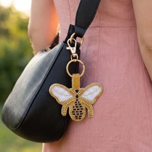 Beaded Bumble Bee Keychain Bag Charm