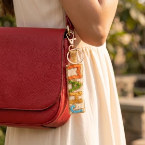 Beaded Mahjong Keychain Bag Charm