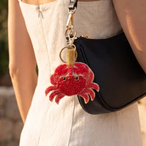 Crystal Beaded Crab Keychain Bag Charm
