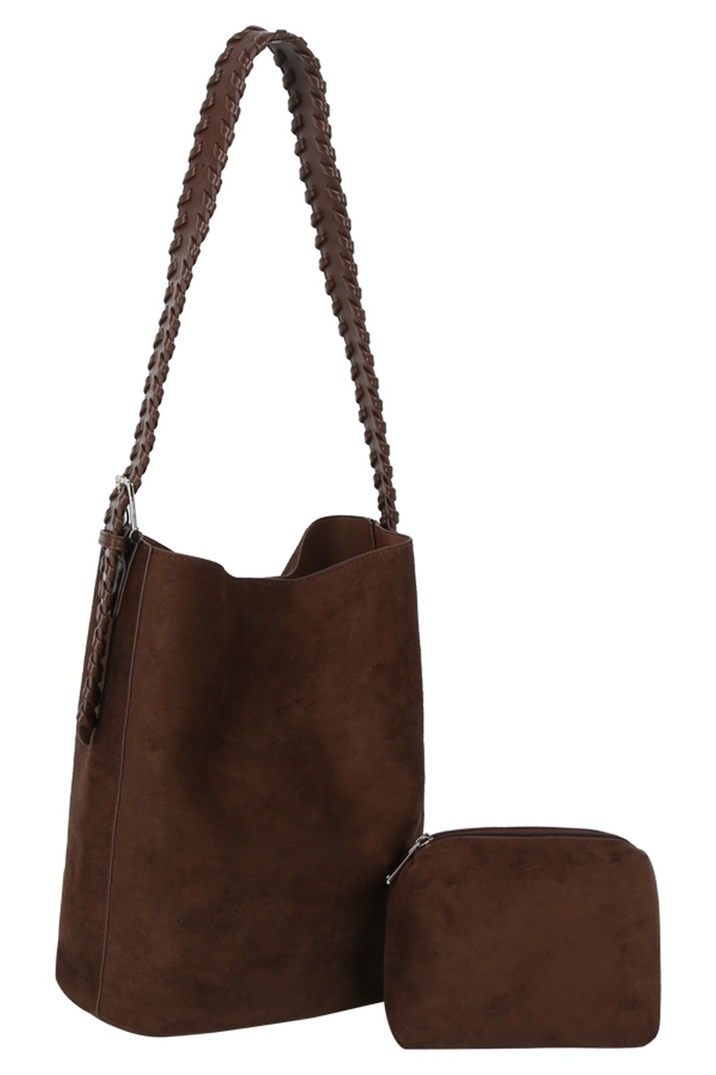 Faux Suede 2 In 1 Bucket Shoulder Bag