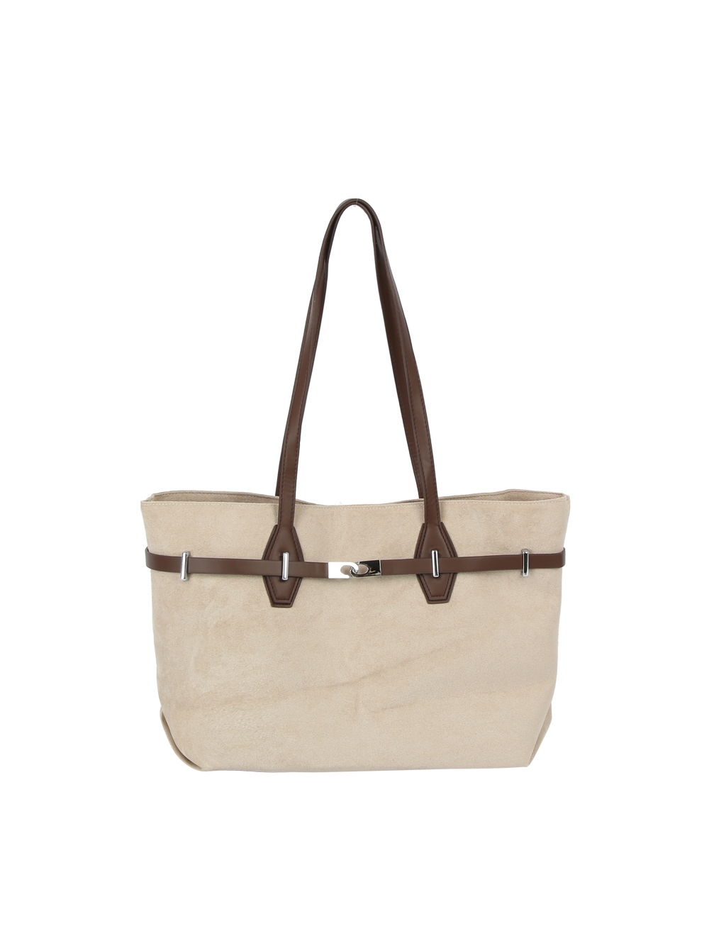 Faux Suede Belted Tote Shopper