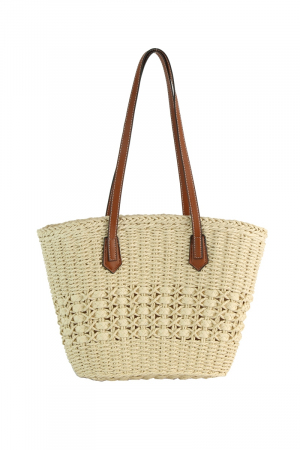 Straw Basket Weave Shoulder Tote Bag