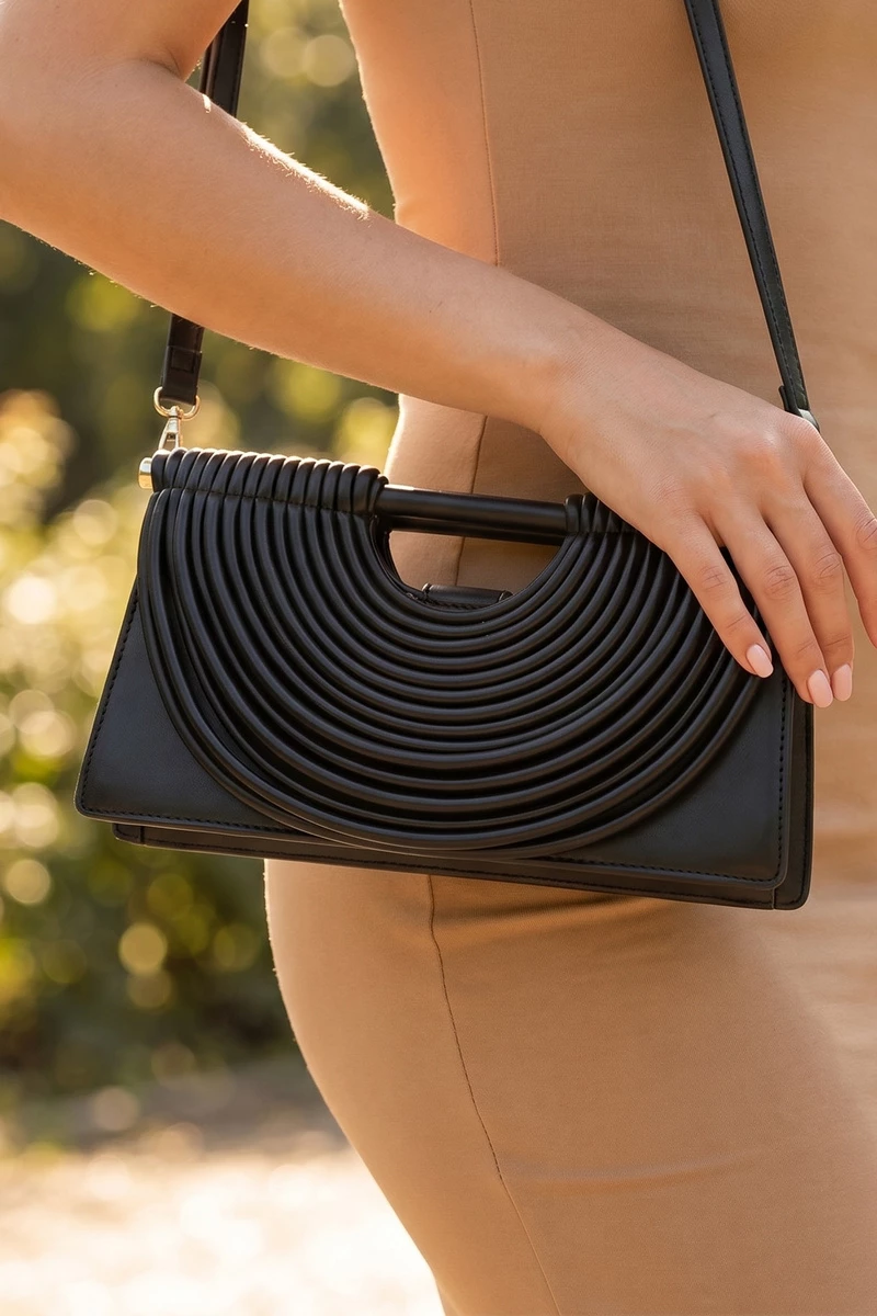 Draped Tube Vegan Leather Evening Clutch