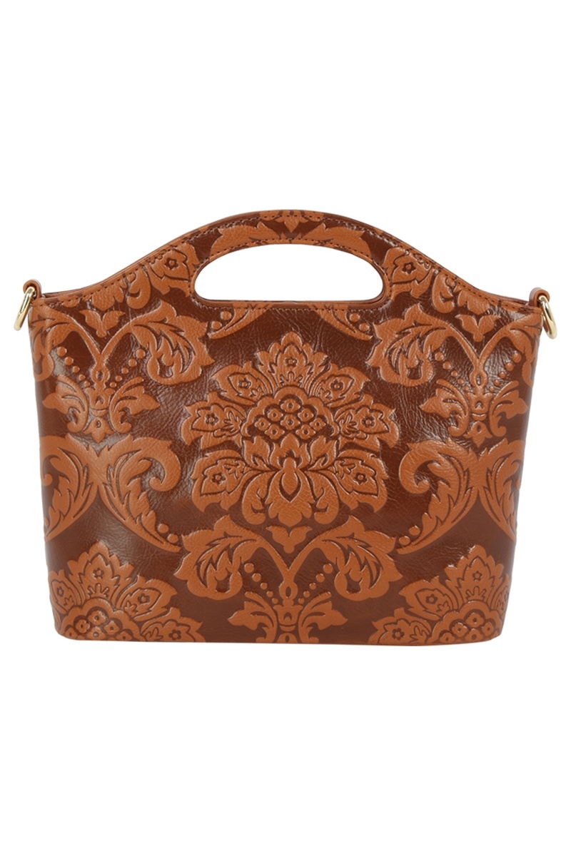Embossed Flower Satchel Hand Bag