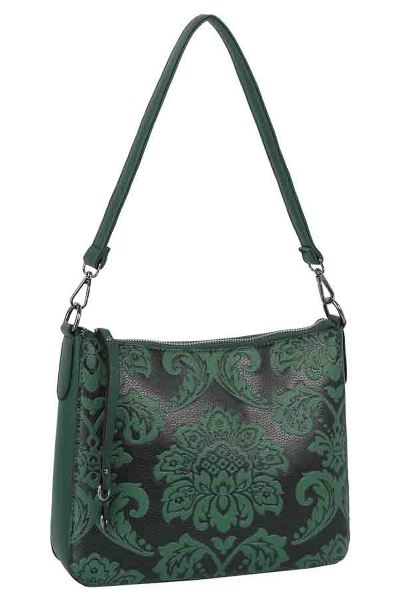 Embossed Flower Shoulder Bag