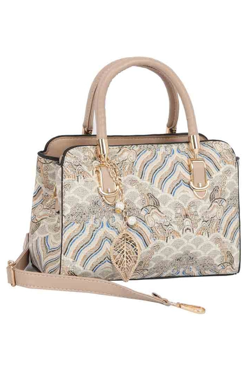 Ethnic Motifs Embroidered Top Handle Satchel