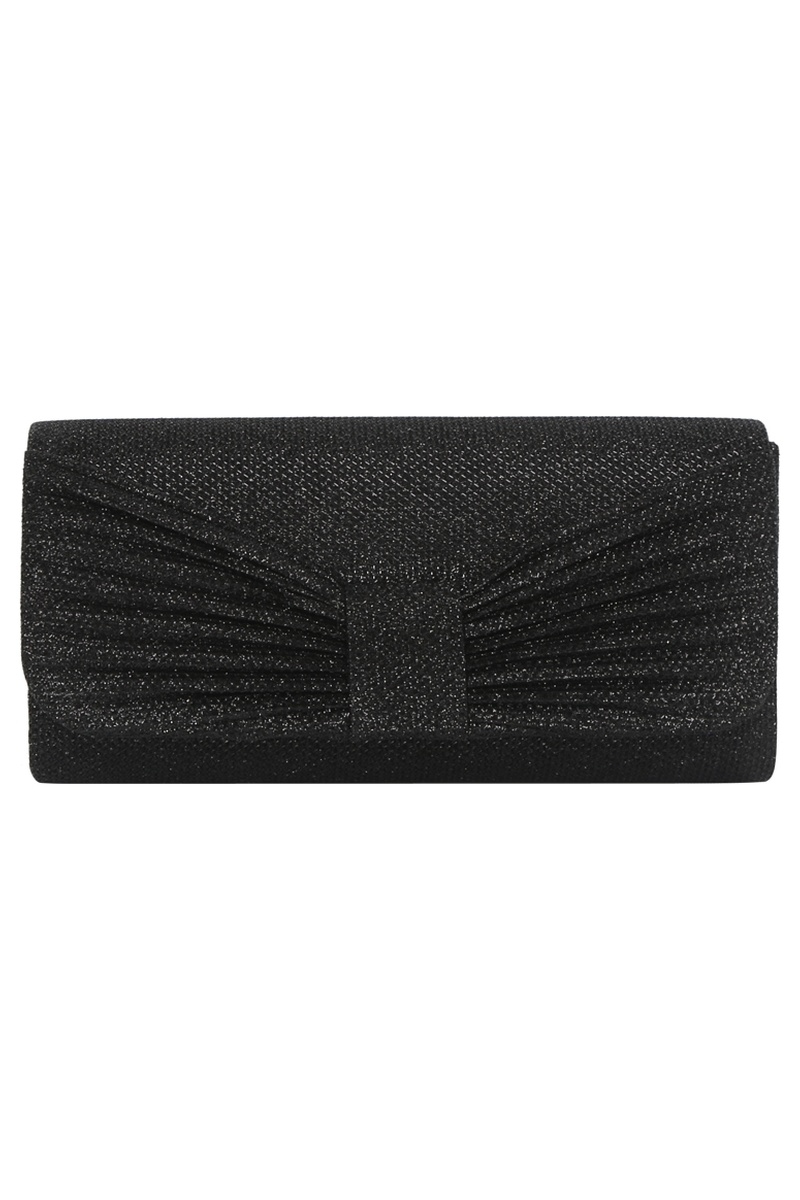 Glitter Bow Pleated Clutch Bag