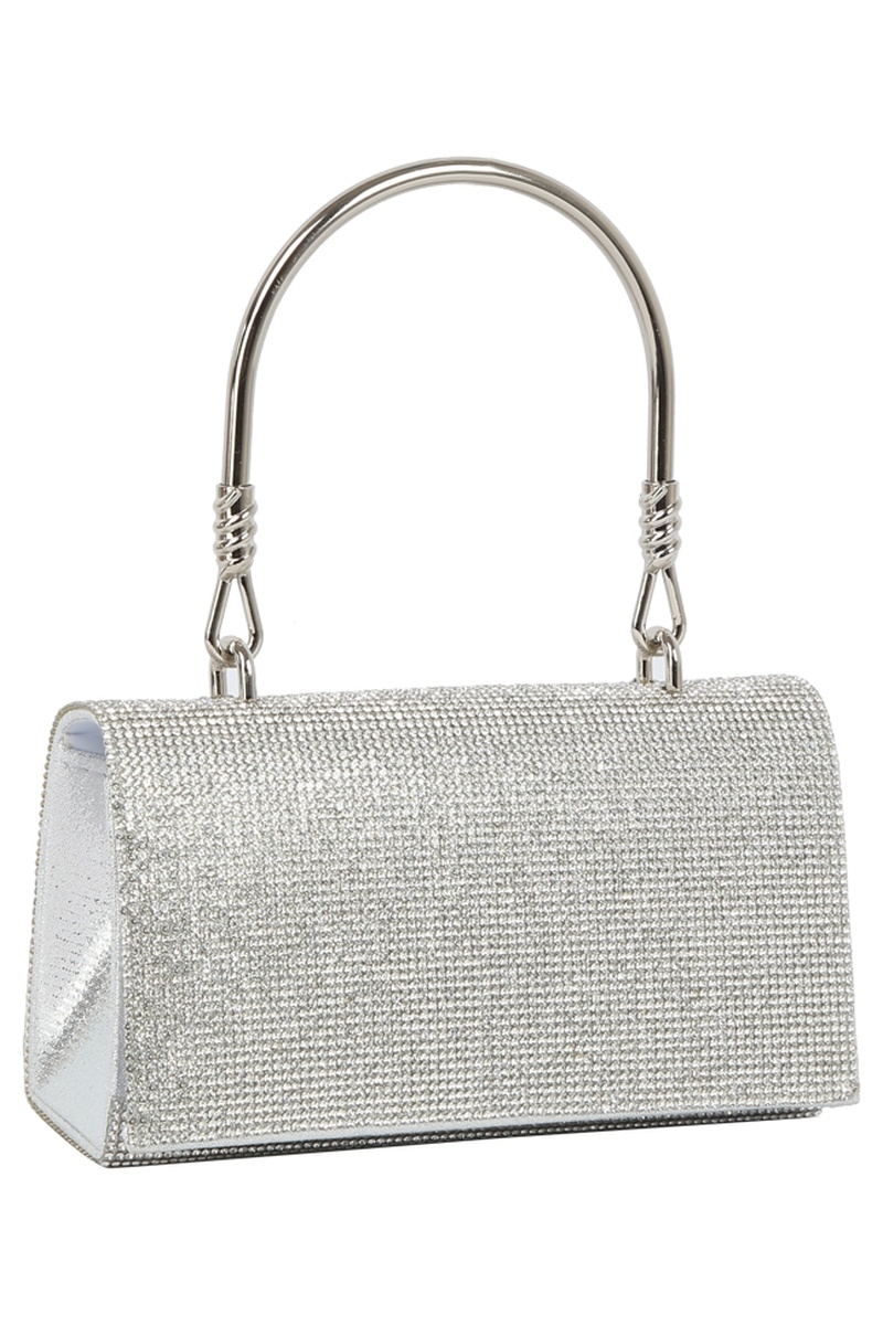 Rhinestone Top Handle Clutch Bag