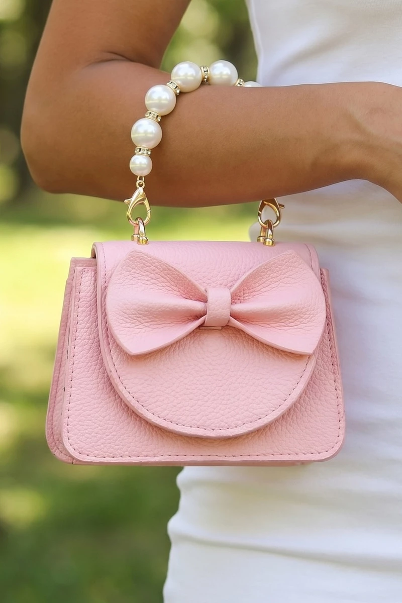 Pearl Handle Bow Flap Mini Bag