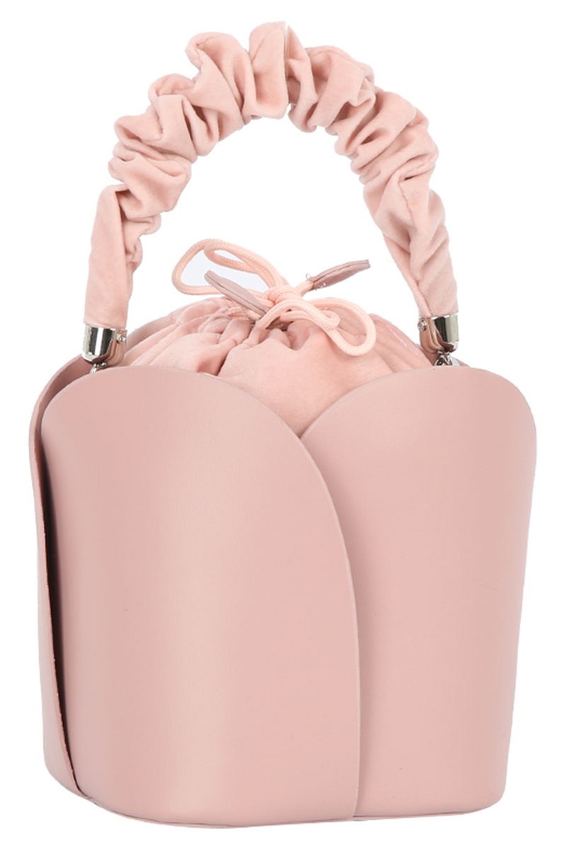 Ruched Top Handle Bucket Bag