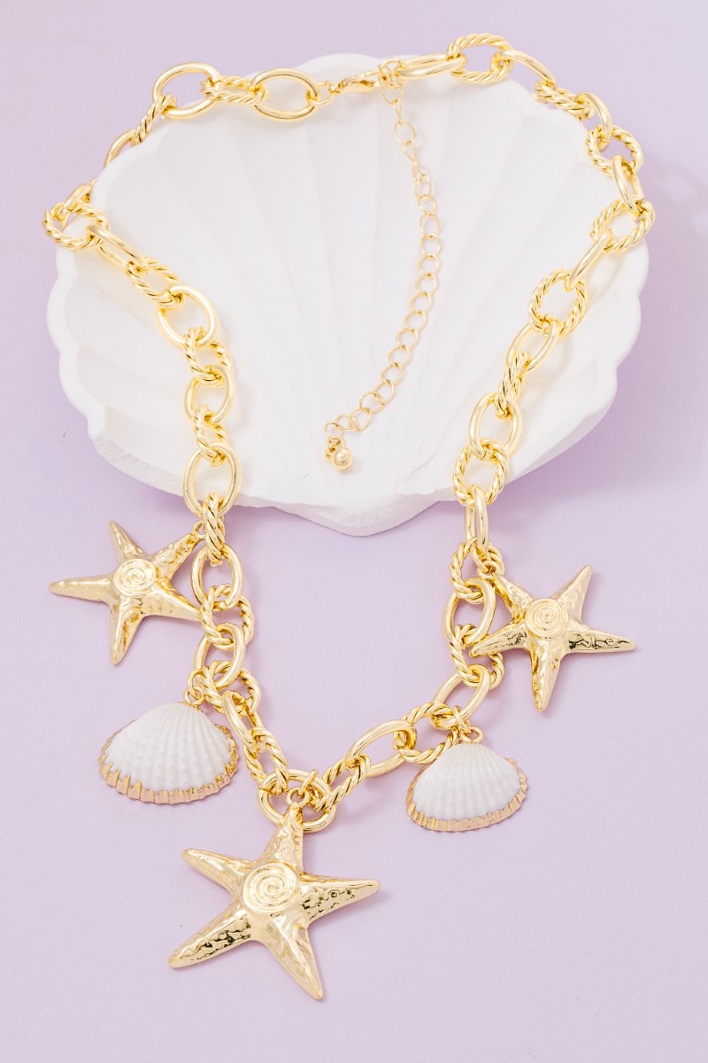 Sealife Shell Starfish Chams Chain Necklace