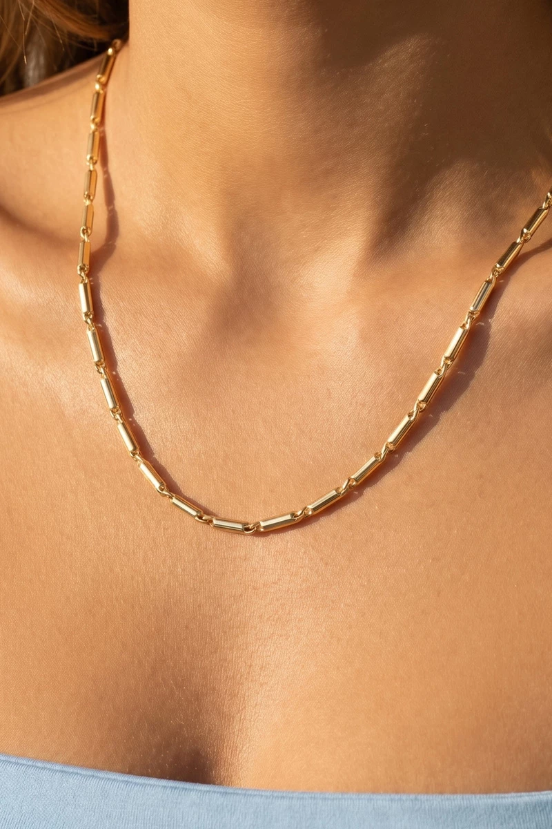 Dainty Bar Link Chain Necklace