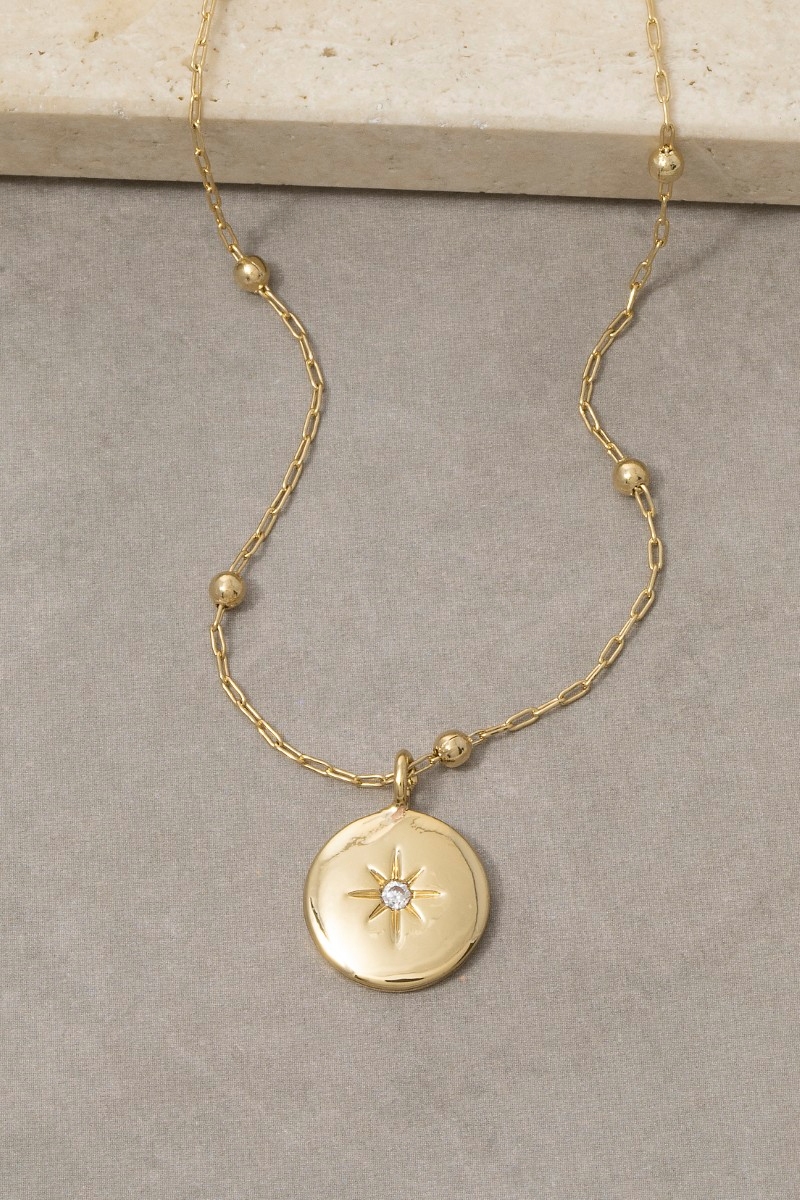 18K Gold Dipped Starburst Locket Pendant Necklace