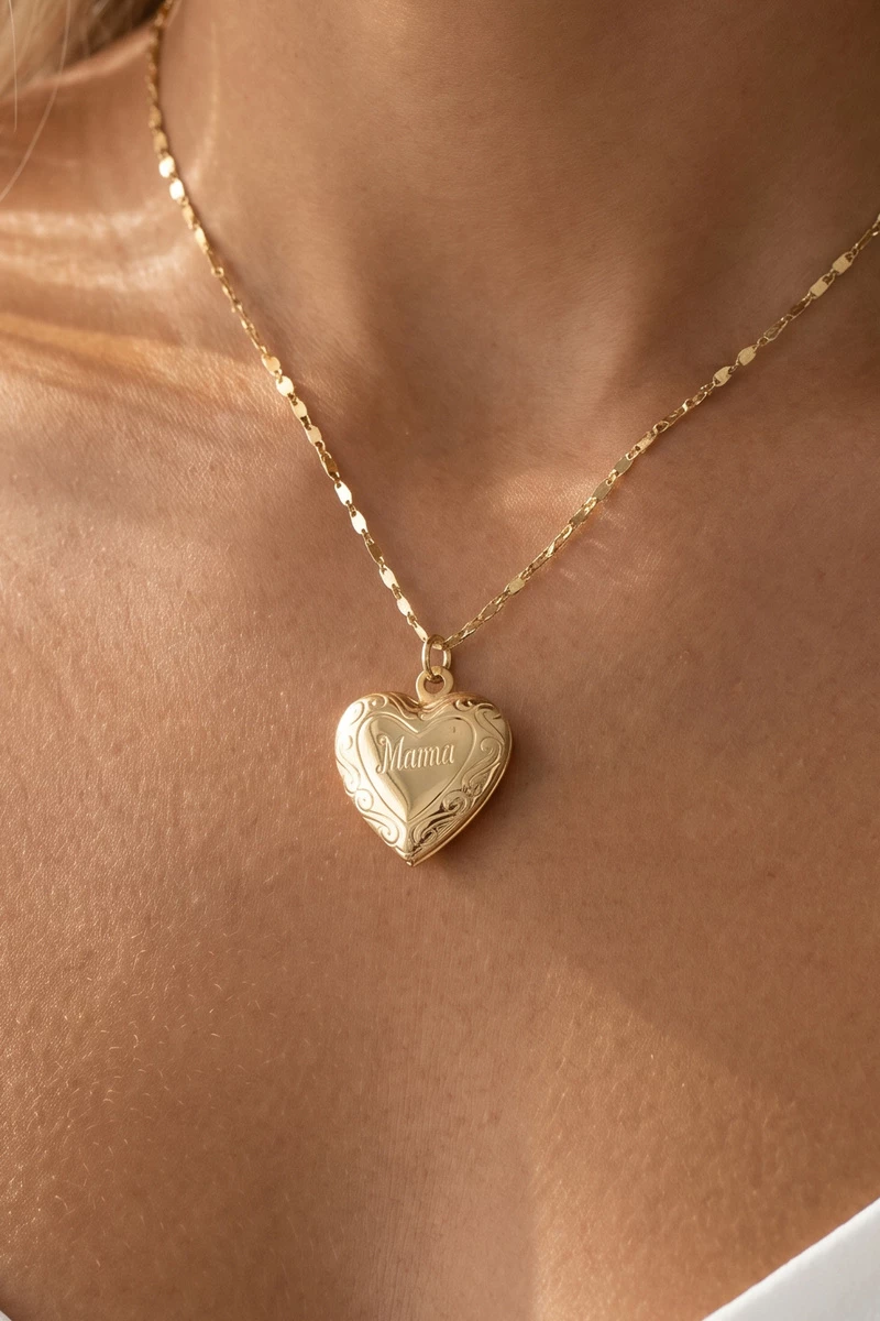 18K Gold Dipped Mama Heart Locket Necklace