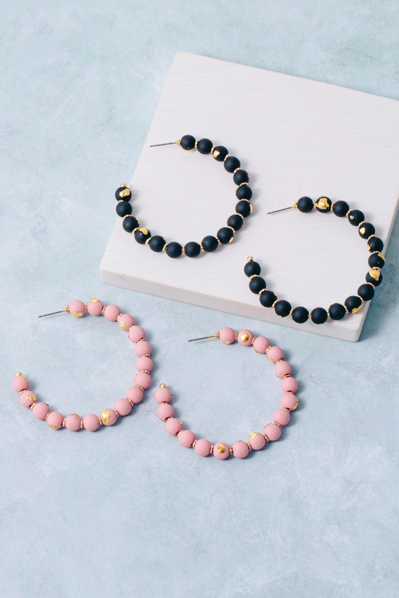 Ball Beaded Hoop Earrings