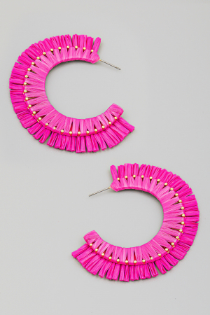 Raffia Fan C Hoop Earrings