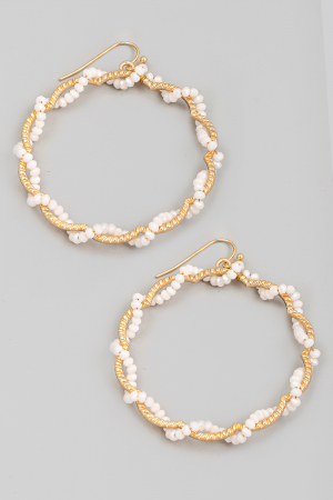 Metallic Beaded And Spiral Hoop Drop Earrings