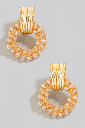 Mini Faceted Glass Beaded Hoop Door Knocker Earrings