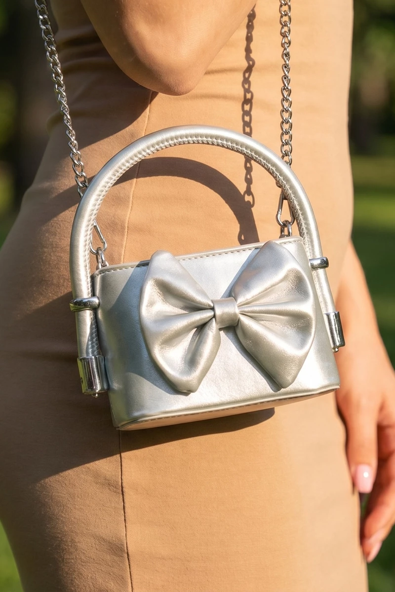 Patent Bow Bucket Top Handle Bag