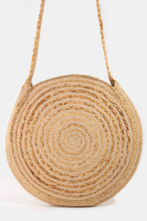 Colorful Circle Braided Jute Crossbody Bag