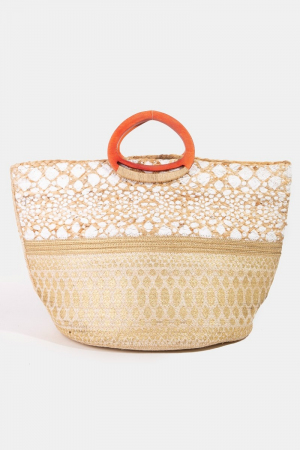 Mixed Spotted Pattern Jute Tote Bag