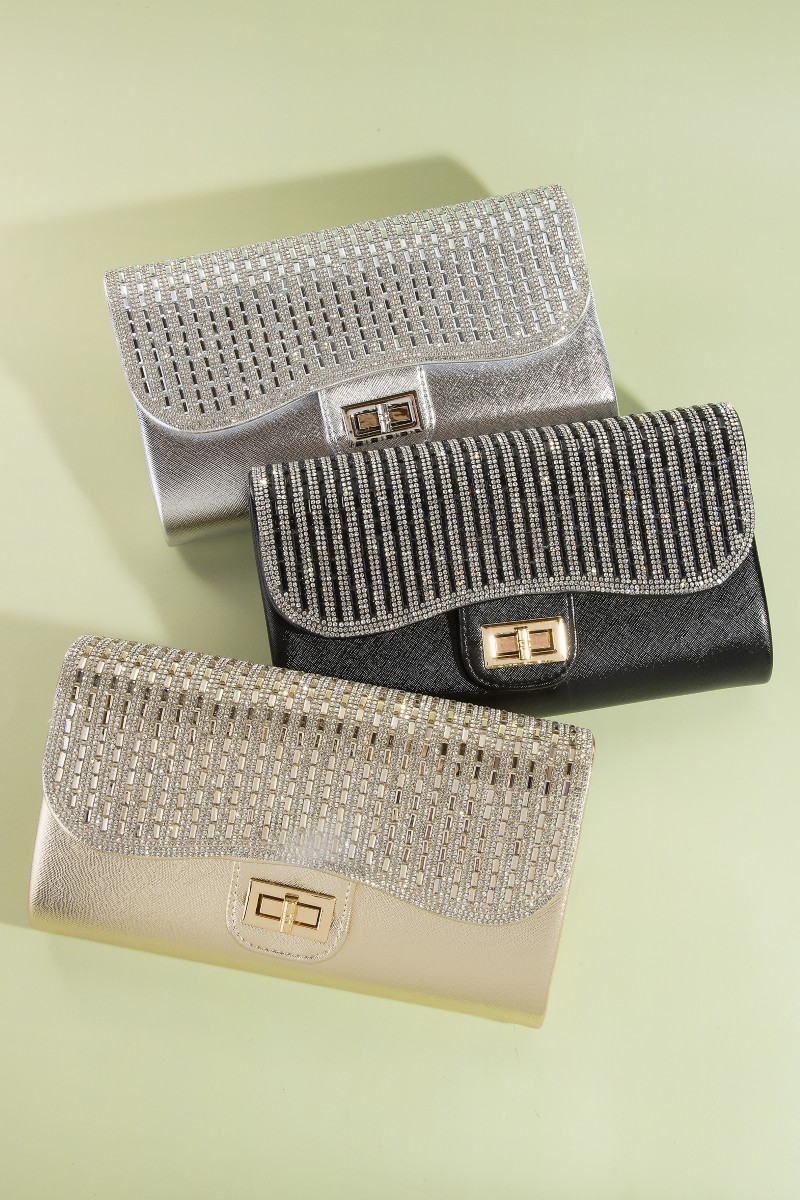 Rhinestone Studded Evening Clutch Bag