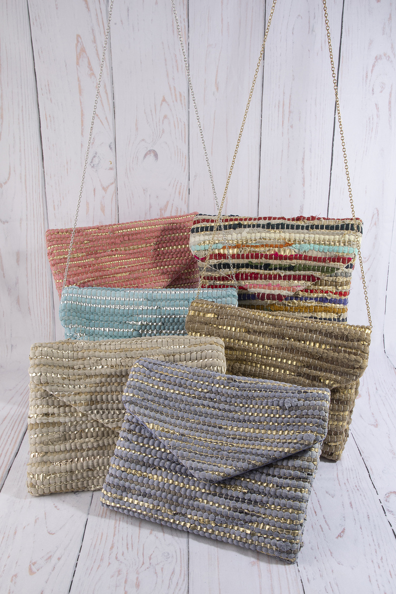 Woven Metallic Thread Envelope Clutch Bag