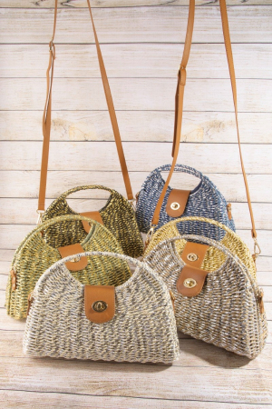 Woven Straw Top Handle Handbag
