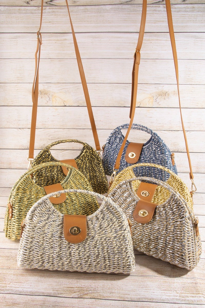 Woven Straw Top Handle Handbag